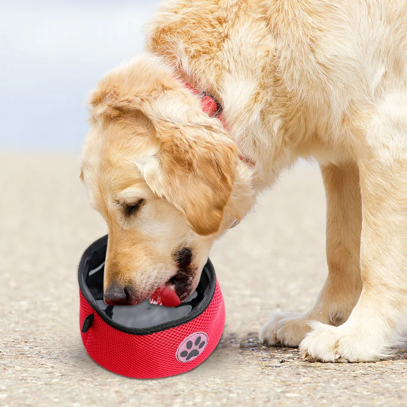 

Dog Bowls Portable Pet Food Container Folding Waterproof Travel Canvas Dog Lunch Box Dual-use Dog Bowl for Drinking and Feeding