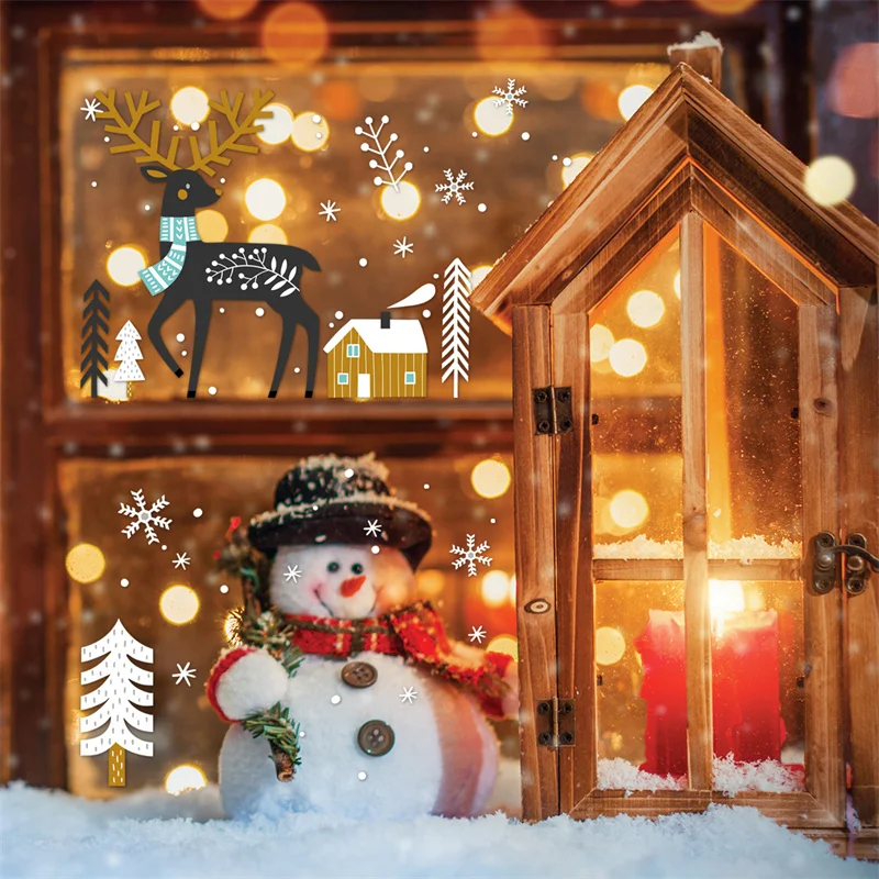 Zollor Рождественский олень Снежинка дом Электростатическая стеклянная паста