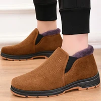 winter mens plush warm snow boots new fashion ankle mens cotton boots outdoor shcelaces without ties botas hombre footwear