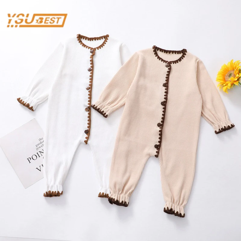 

Комбинезон однотонный с длинным рукавом для новорожденных мальчиков и девочек