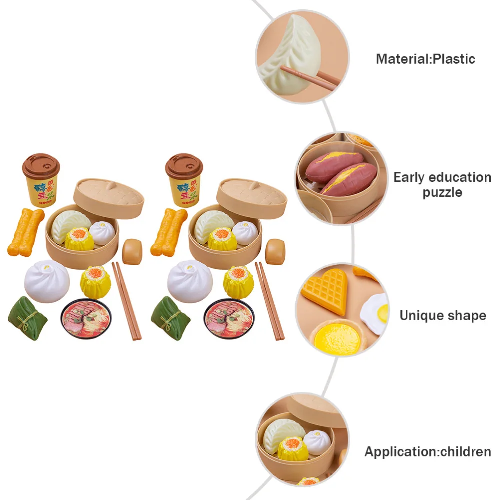

2 Set of 26 Pcs Children Simulation Food Toys Kids Pretend Play Kitchen Toys