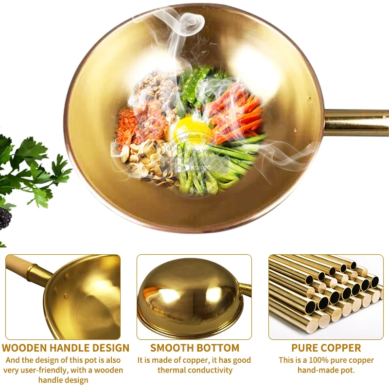 Сковорода Konco из чистой латуни латунная сковорода китайская кухонная