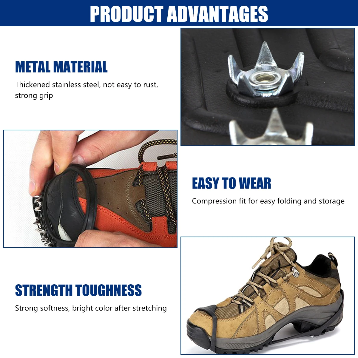 1 пара Нескользящие туфли с зажимом для льда 8 зубьев | Автомобили и мотоциклы