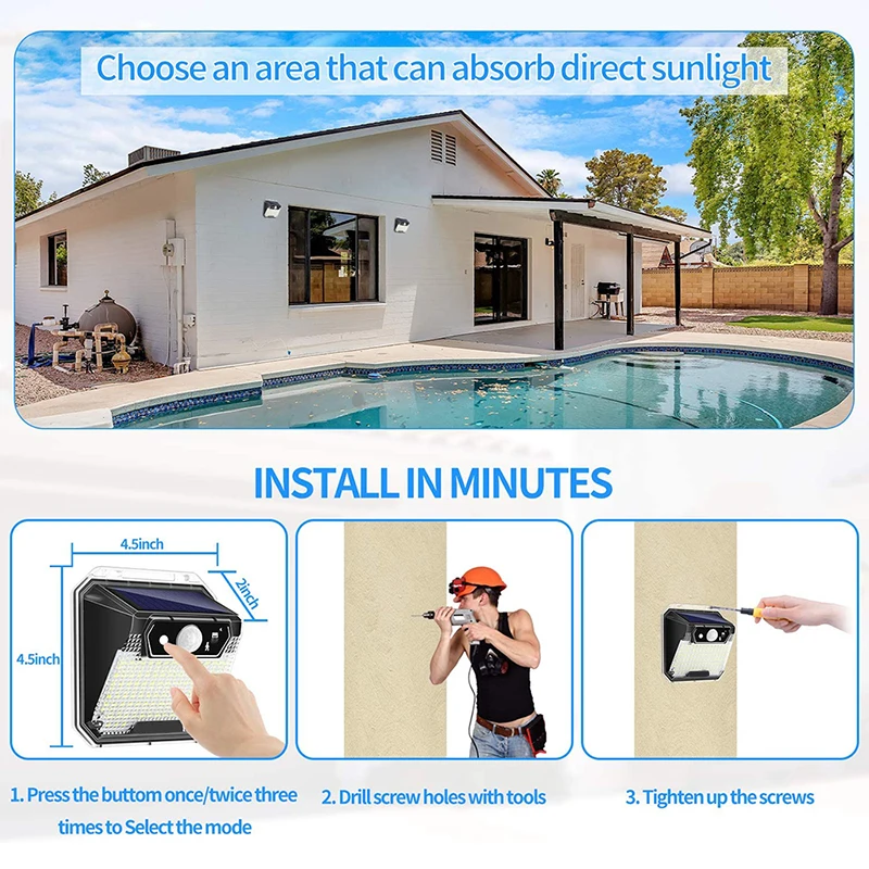 

148 LED Super bright Outdoor Solar Lamp PIR Motion Sensor 3 Modes Waterproof Wall Light Garden Lights With Protective Casing