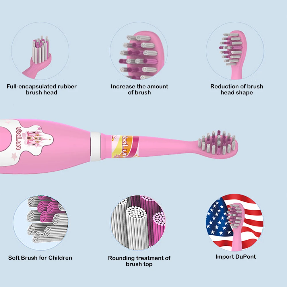 Electric Toothbrush For Kids Rechargable USB Portable Charger Charging 4 Heads Tooth Brush | Бытовая техника