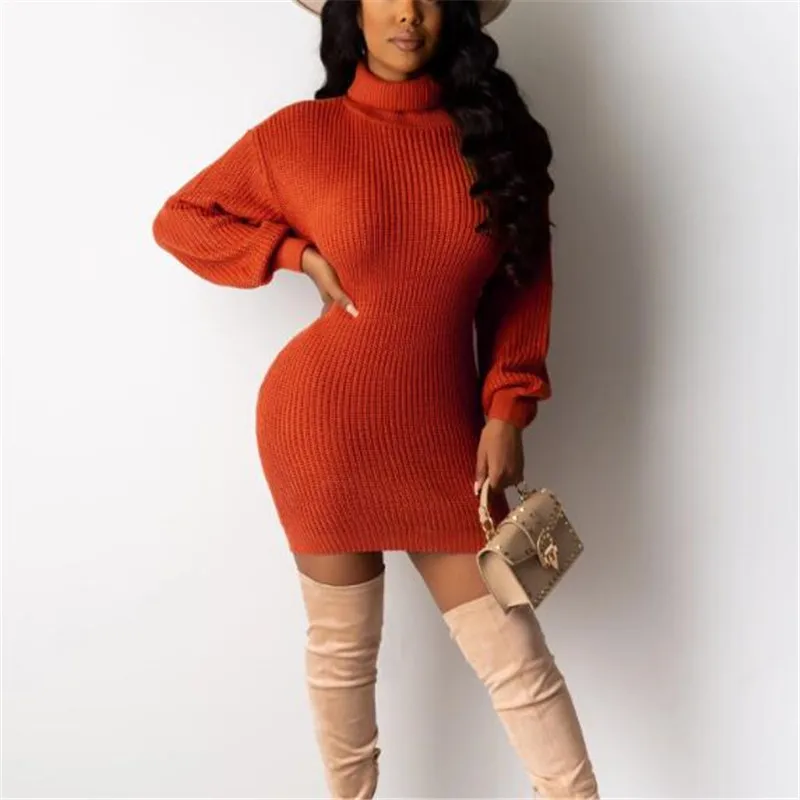 

Solid Color Ribbed Knitted Sheath Mini Dress Women Skinny Elastic Empire Waist Bodycon Elegant Lady Streetwear Autumn Dresses
