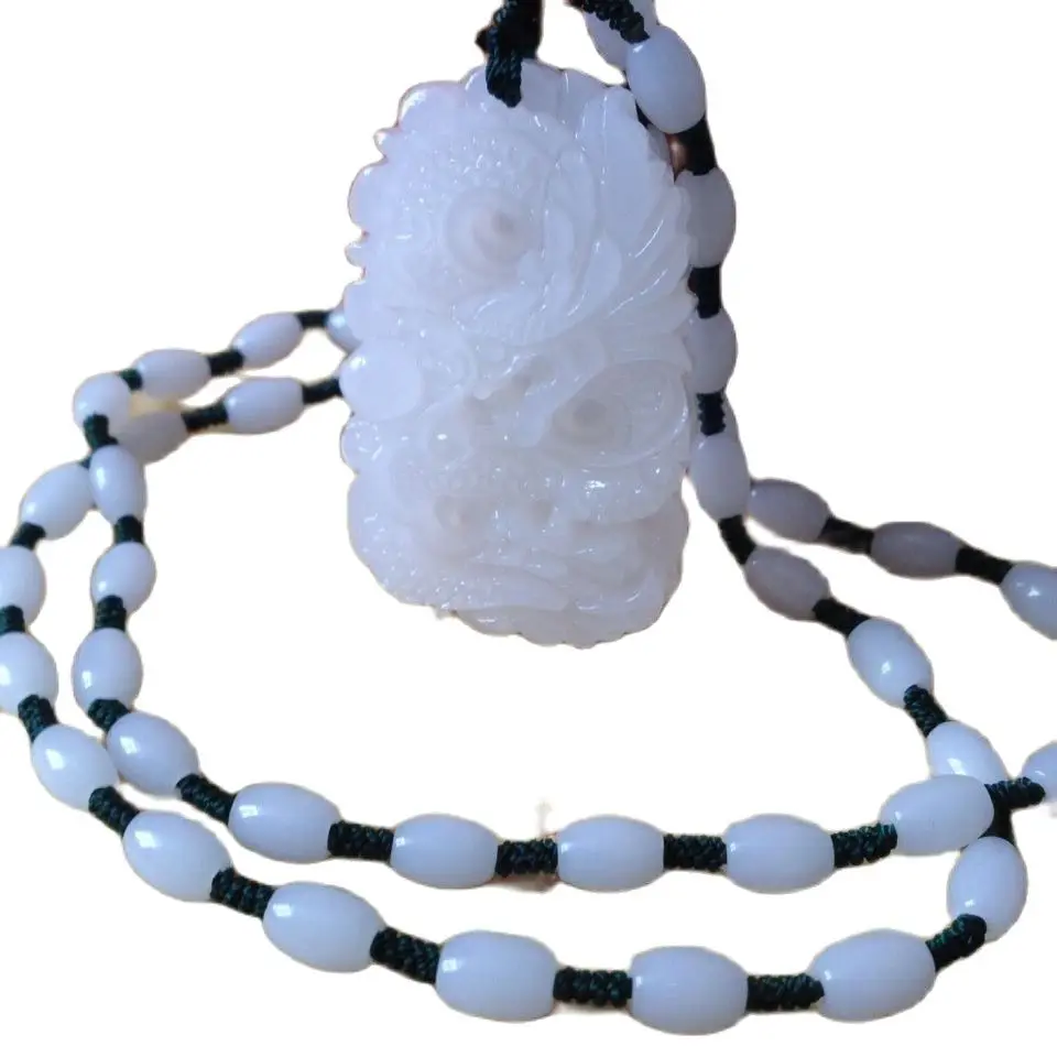 Черный 100% натуральный нефритовый резная подвеска с драконом дающая веревка