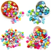 joepada 30pc star love heart shape teething silicone beads for baby teething necklace accessories food grade teether toy