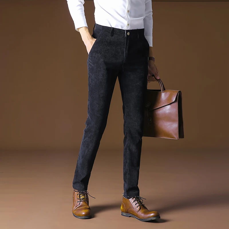 Мужские вельветовые одноцветные брюки/вельветовые брюки мужские деловые