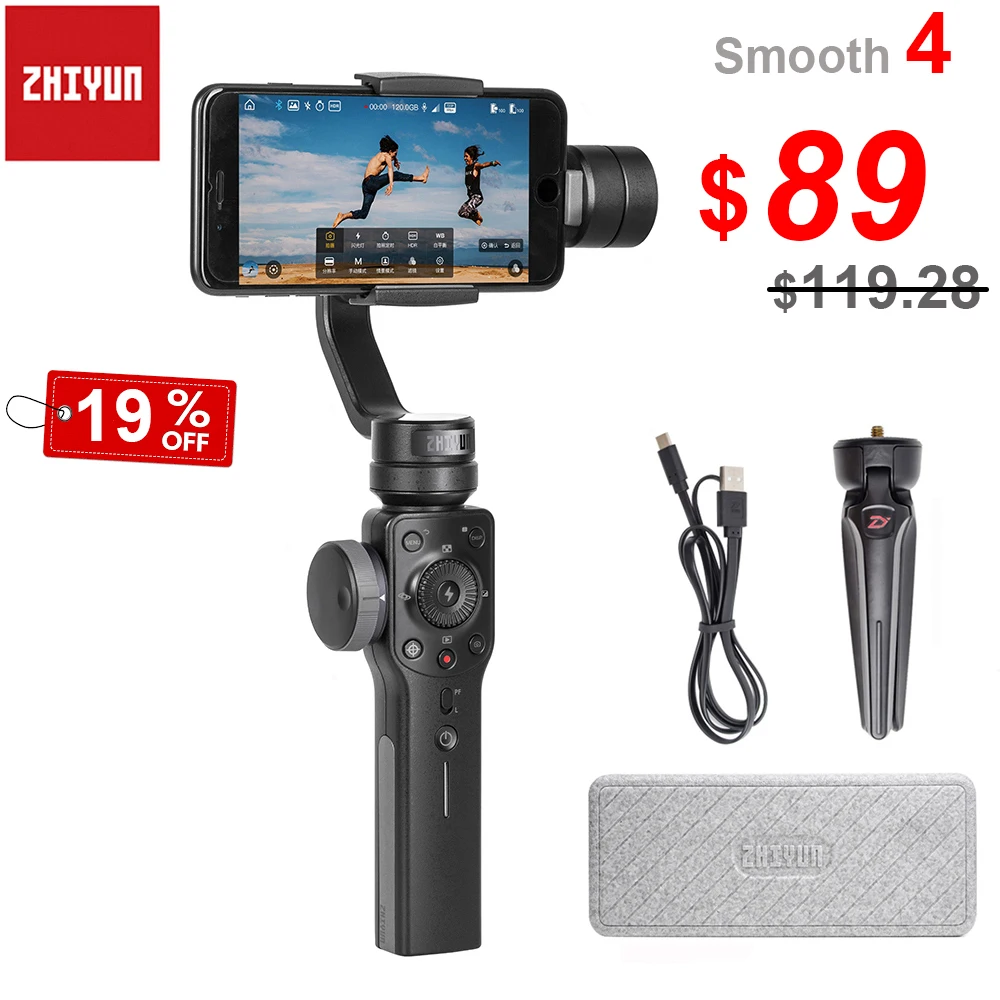 Zhiyun Smooth 4 3 осевой портативный смартфон сотовый телефон видеокамеры Стабилизатор