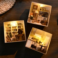 handmade craft doll house frame miniature with led furniture diy wooden dollhouse miniatures toys for children birthday gifts