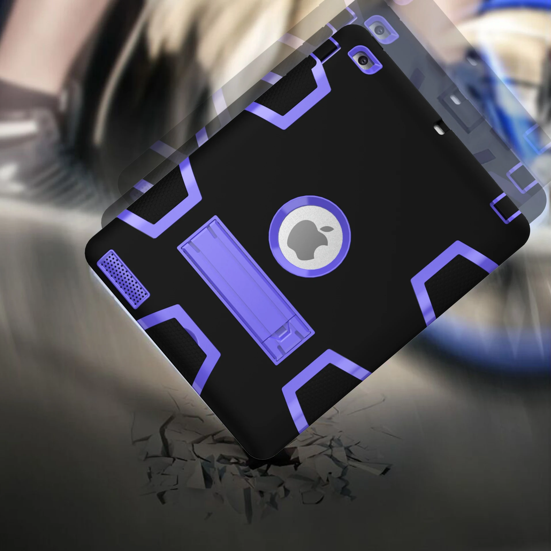 Гибридный трехслойный чехол из силикона + поликарбоната с подставкой