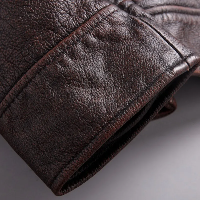 

High Quality Mens Single Breasted Cow Leather Jacket Vintage Business Man Slim Casual Outwear Coat Biker Genuine Leather Jacket