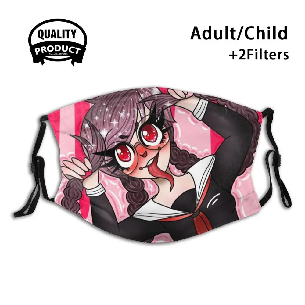

Toko Fukawa Kawaii Print Anti Dust Face Mask Washable Filter ReusableToko Fukawa Danganronpa Kawaii Cute Anime