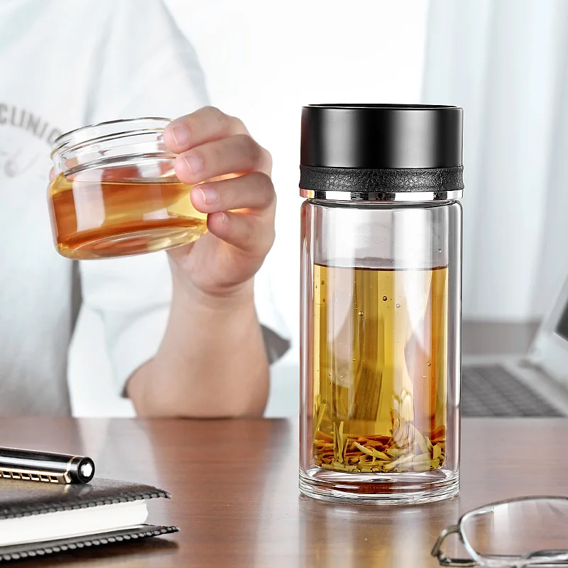 430 мл портативная стеклянная бутылка с двойными стенками чайный инфузер для воды