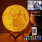Фотографиятекст на заказ 3D печать Лунная лампа Ночной светильник персонализированный лунный USB Перезаряжаемый светильник сенсорныйдистанционный переключатель