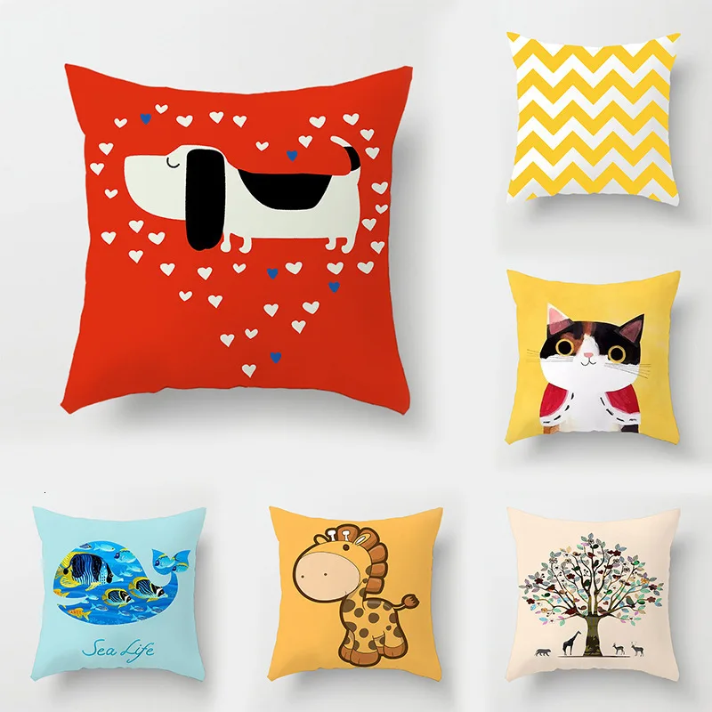 Мультяшная детская подушка Офисная чехол реклама персиковая кожа живите с