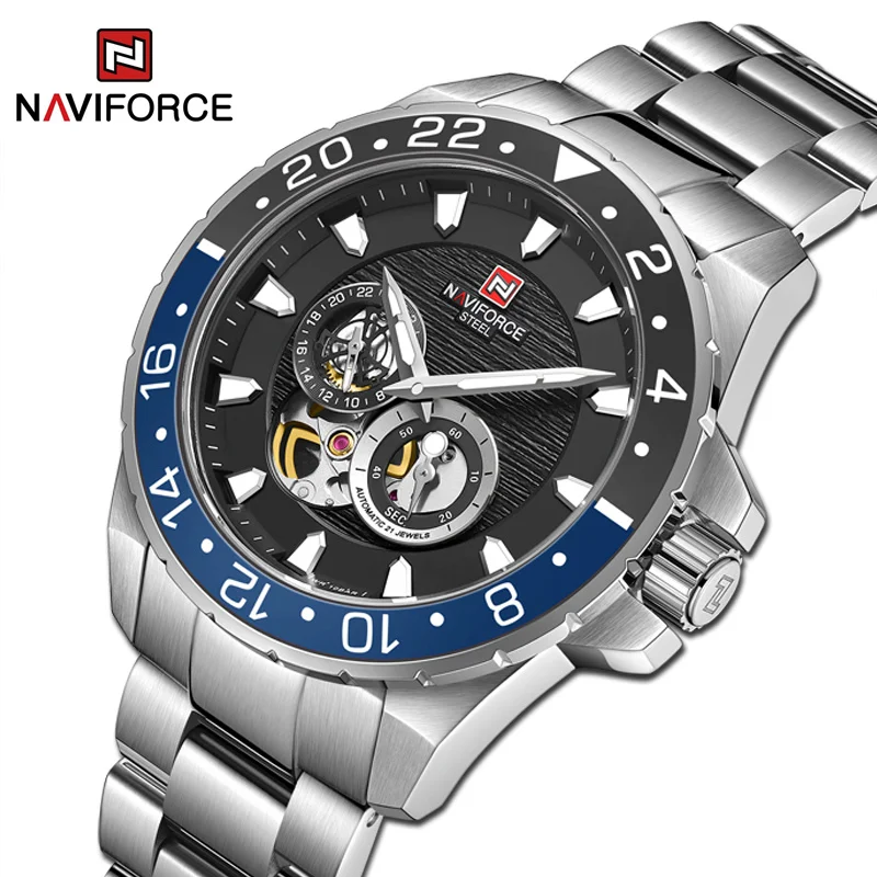

NAVIFORCE Brand Business Watches Mens Automatic Mechanical 10ATM Waterproof Luminous Stainless Steel Watch Men Relogio Masculino