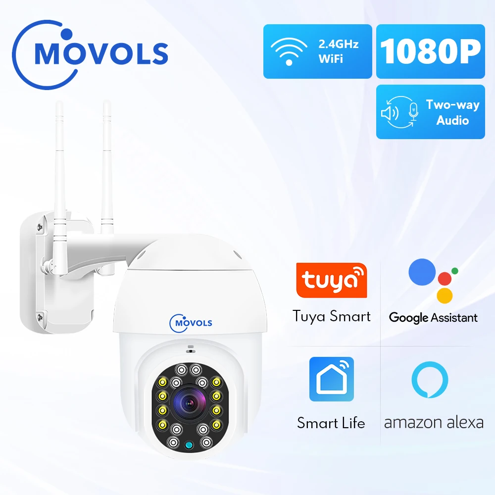 MOVOLS 1080P Tuya WIFI IP камера Smart Auto Tracking Googole Alexa Беспроводная PTZ наружная видеонаблюдения