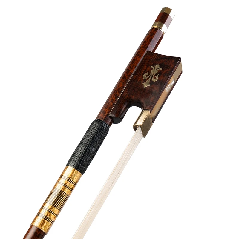 

NAOMI Beautiful Octagonal Snakewood Violin Bow 4/4 Snakewood Phoenix Frog Golden Parts