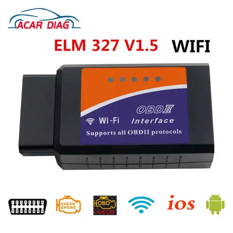 Бесплатная доставка OBD2 WIFI ELM327 V 1,5 сканер для iPhone IOS /Android АВТО OBDII диагностический инструмент OBD 2 ODB II ELM 327 V1.5 Wi-Fi