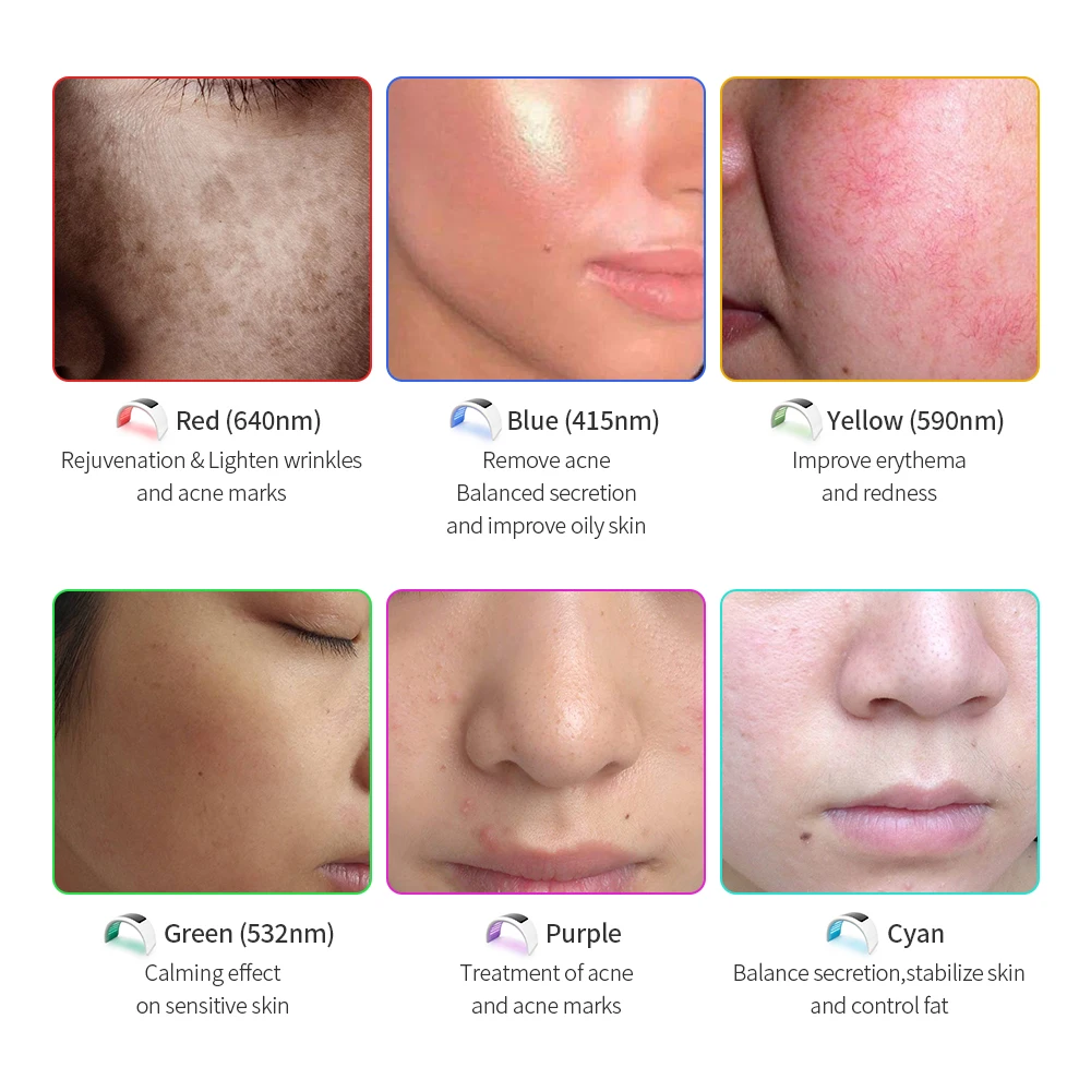 Съемный светодиодный аппарат PDT для омоложения кожи шеи и лица 7 цветов 130 большой