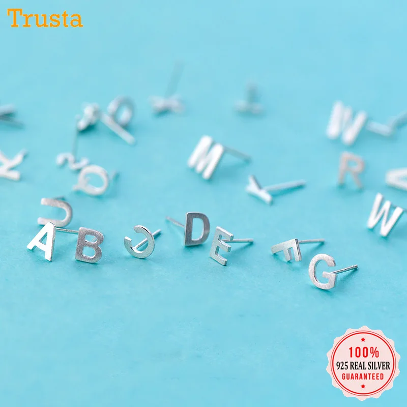 Trusta 2018 100% 925 Твердые Настоящее Стерлинговое Серебро A ~ Z 26 букв английского