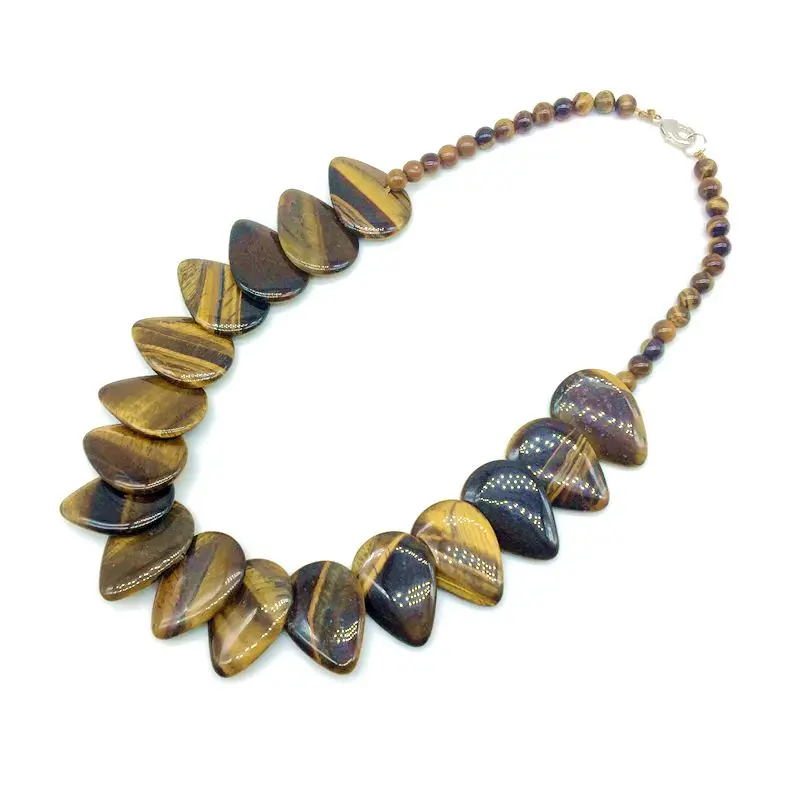 tiger eye Ожерелья с подвесками модные каменные бусины колье Висячие бусины 18x25 мм лунный камень оникс, сердолик камень тигровый глаз вечерние подарки - Окраска металла: tiger eye