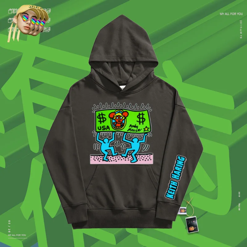 Осенняя одежда свитер шалость хип хоп классический свободный балахон Кит Харинг