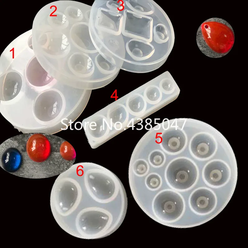 1 шт. силиконовая УФ форма с круглыми кабошонами и кристаллами воды для