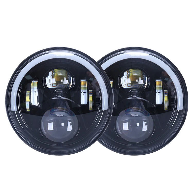 

7 Inch 7" Round Hi Low Beam LED Headlights Halo Angel Eye Daytime Running Light for Jeep Wrangler JK TJ 1997-2018