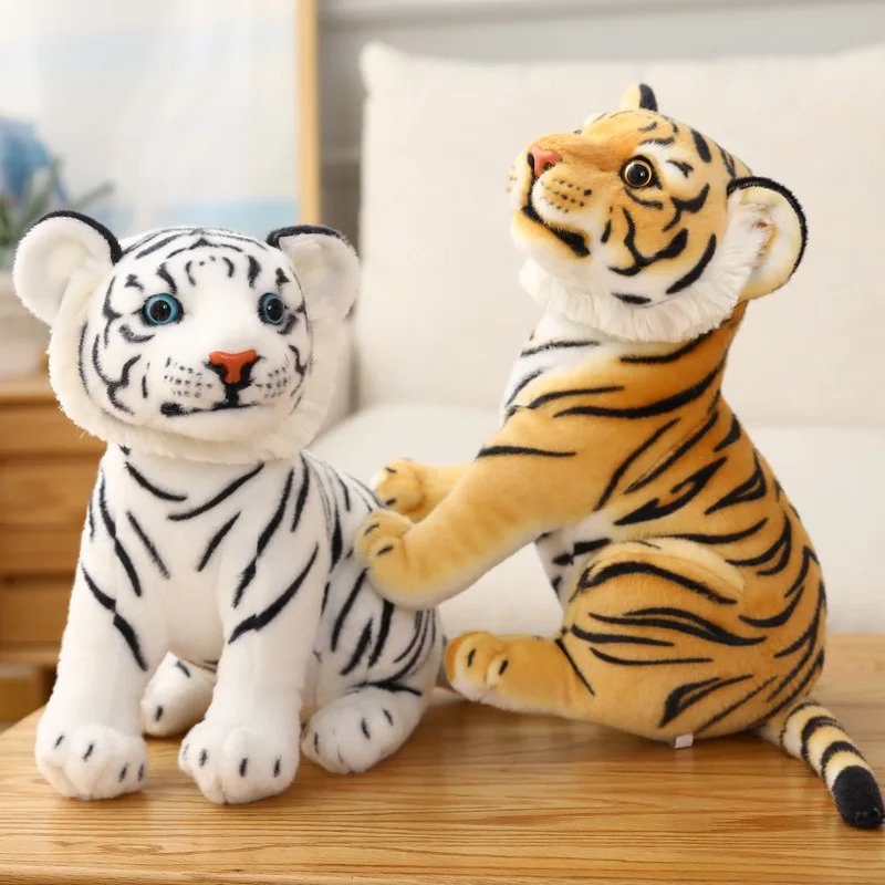 

Cute lifelike Tiger Stuffed Animals White Tigers Plush Toy Real-life Wild Forest Animals Kids Toy Gift for Boy Baby HUg 23-33cm