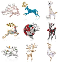 rinhoo 1pc rhinestone wreath elk deer head brooch enamel metal christmas brooches winter coat clothes badge jewelry for women
