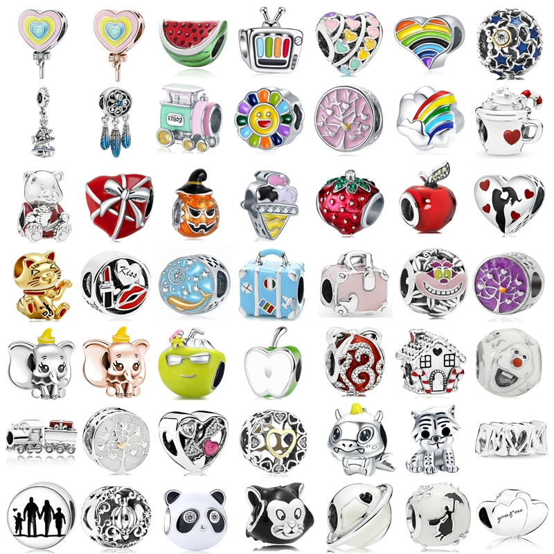 

New Pandora Color Dripping Ice Cream Cone Fruit Red Strawberry Beads Suitable For Women Bracelets Jewelry Gifts