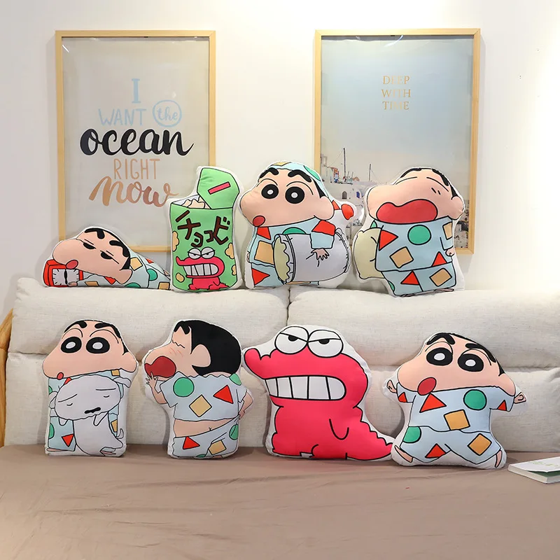 

Anime Crayon Shin-chan Dinosaur Double-sided Plush Printed Cute Dolls Pillow Cartoon Stuffed Animation Bedside Sofa Cushion Toys