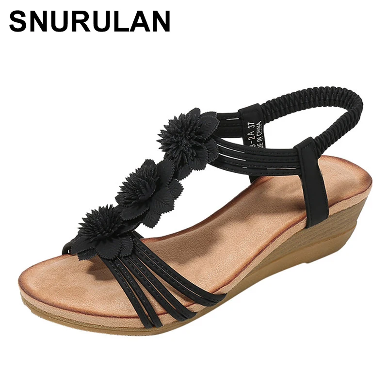 

SNURULAN Sandals women summer bohemian non-slip sandals wedge shoes slippers beach shoes buty damskie sandalia feminina