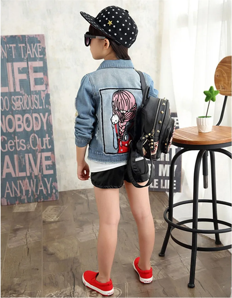 Dulce Amor Girls Denim Coat Baby Girl Sequins Jacket Spring Children Jeans Little Beauty Design Kids Outerwear For 1-12Y | Детская
