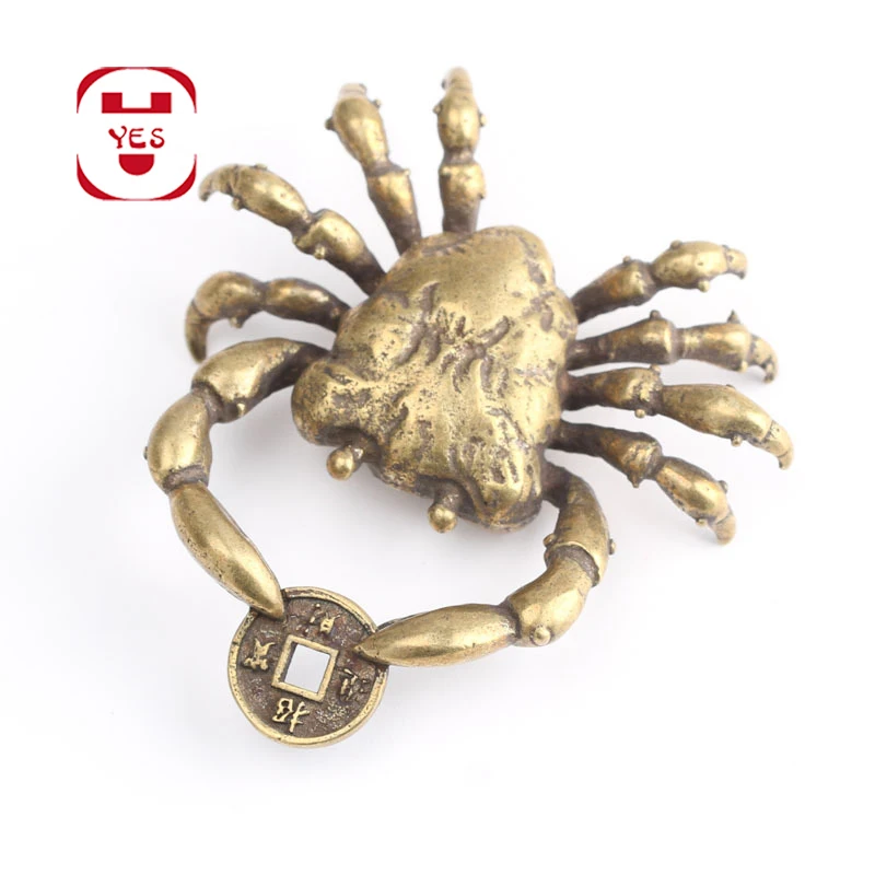 Креативная ретро мини латунная статуя краба животного подвеска держатель для
