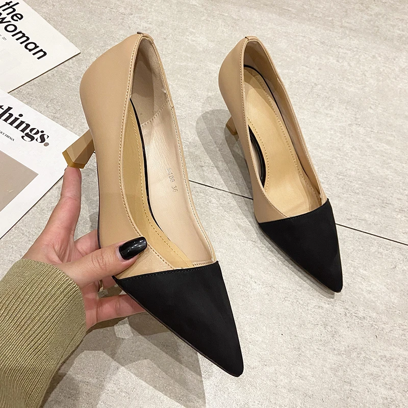 Женские офисные туфли 6 см новинка 2021 осенние женские остроносые на высоком