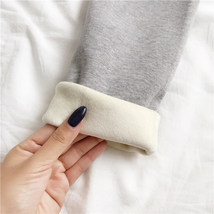 

Mid-waist Fleece Pants For Women 2019 Winter Warm plus Velvet Long Trousers Female Solid pencil Pant AIYANGA