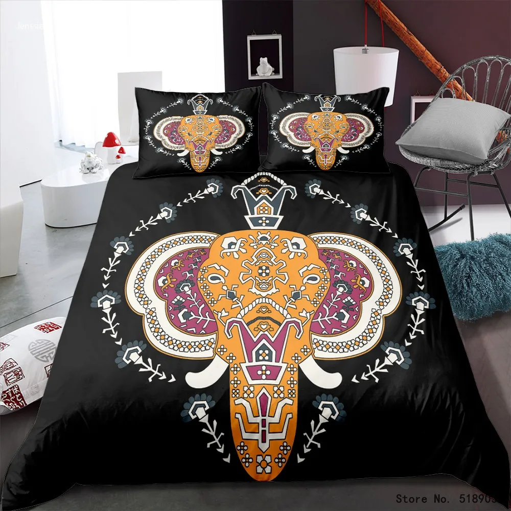 Мандала Слоны пододеяльник набор дикие постельные принадлежности для животных