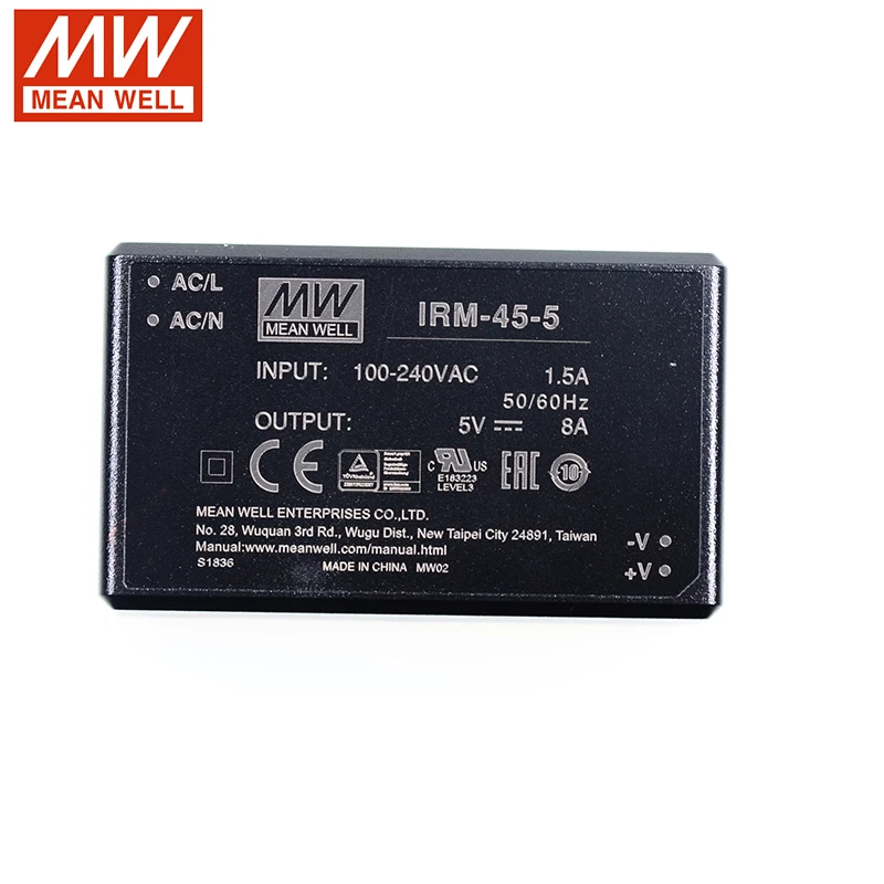 MEAN WELL IRM-45-5 40 Вт PCB сборка инкапсулированный силовой модуль 110 В/220 В переменного