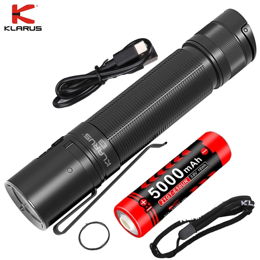 

KLARUS E3 Power LED Flashlight CREE XHP35 HD 2200LM Torch light by 21700 Battery for Camping,Hiking,Everyday,Carry Police,