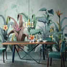 3D обои на заказ, скандинавские тропические растения, листья, акварель, ручная роспись, Фреска для гостиной, ТВ, фон, настенная живопись, 3D Фреска
