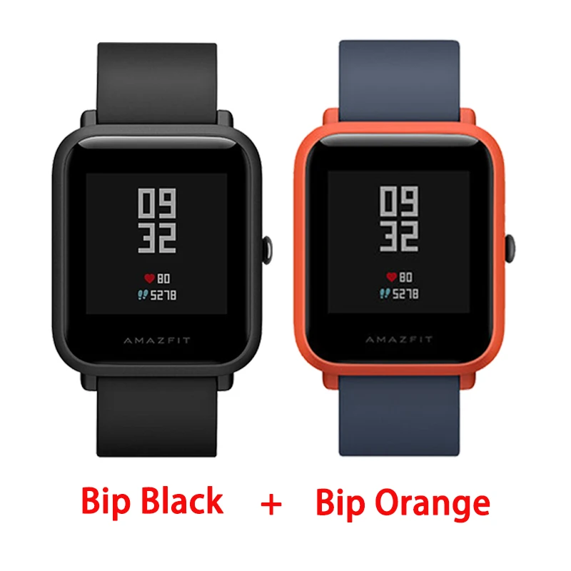 Black add Orange Смарт-часы Amazfit bip с английским/испанским/русским мультиязычным спортом, глобальная версия фитнес-часов - Цвет: Black add Orange