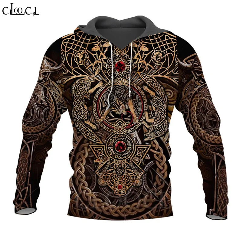 CLOOCL новейшая мода татуировка воина Викинга 3D принт рубашки повседневные