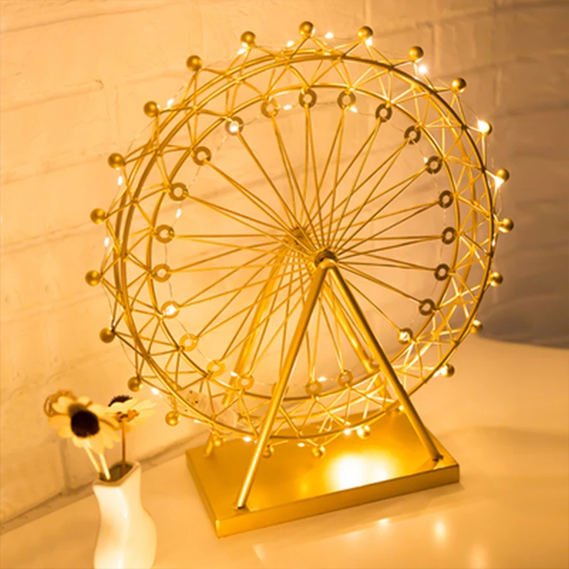 Nordic Утюг Колесо обозрения ночной светильник украшения с поворотным столом лампа