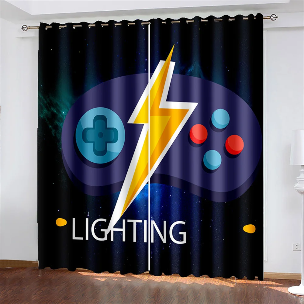

Цветные тканые шторы с принтом игровой консоли, две независимые занавески слева и справа, затемняющие шторы для спальни