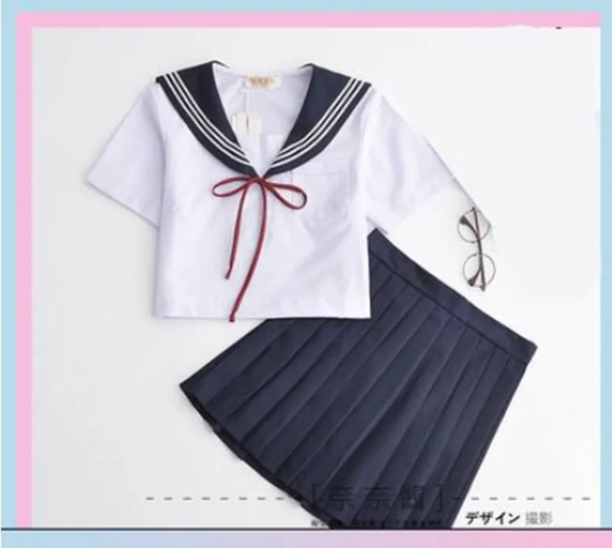 Классический белый матросский костюм Jk школьная форма милое Повседневное платье