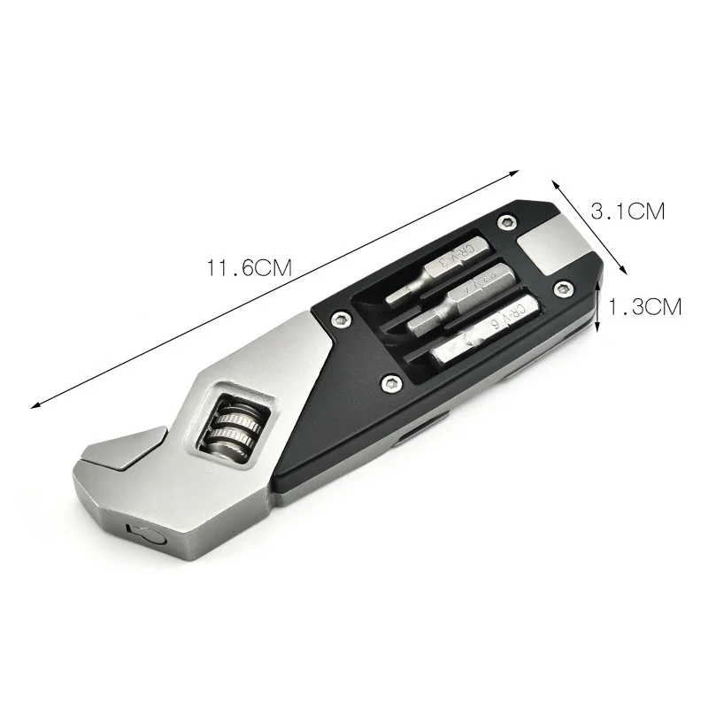 

Mini Wrench Multi-Function Adjustable Wrench Portable Screwdriver 13 Bits Cutter Stainless Steel Outdoor Home DIY Tools XD88